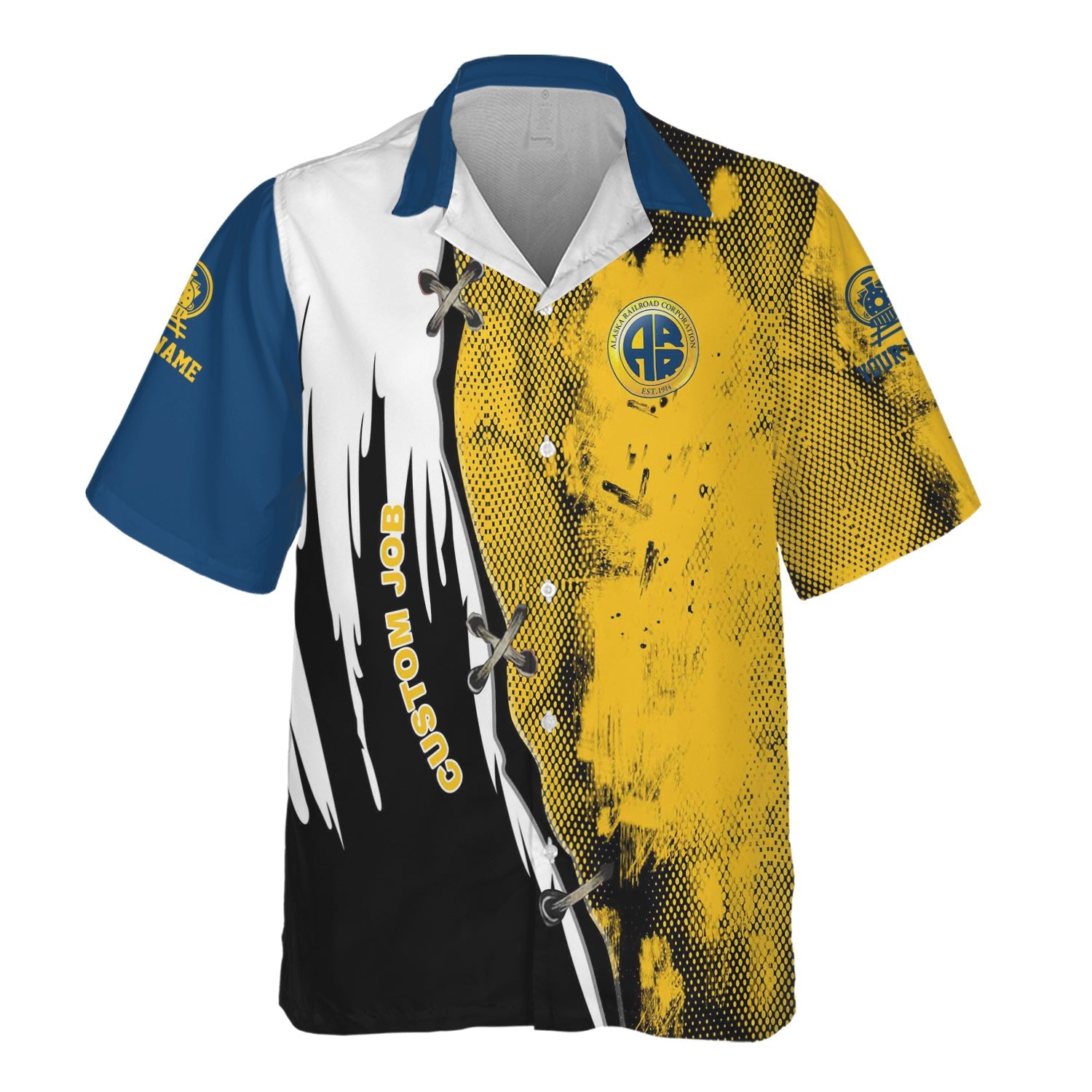 Railspirit Personalized Alaska Railroad Hawaiian Shirt Retro Stitches Design with Custom Position Train Shirt