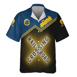 Railspirit Personalized Alaska Railroad Hawaiian Shirt Railroad Crossing Printed Train Track Shirt