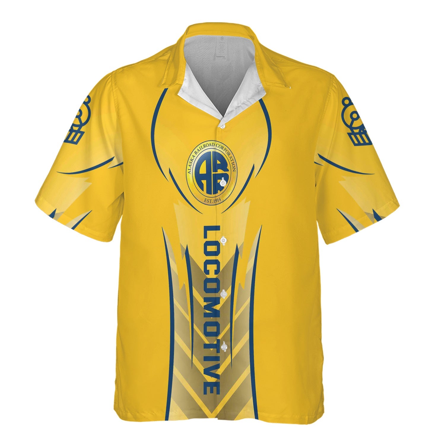 Railspirit Personalized Alaska Railroad Hawaiian Shirt Striking Line Style Train Shirt For Locomotive Lovers