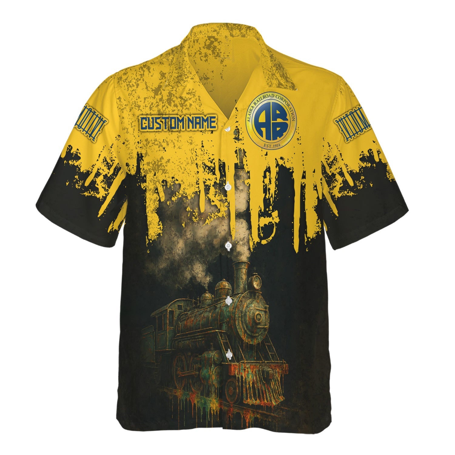 Railspirit Personalized Alaska Railroad Hawaiian Shirt Vintage Train Art Style Shirt For Locomotive Fans