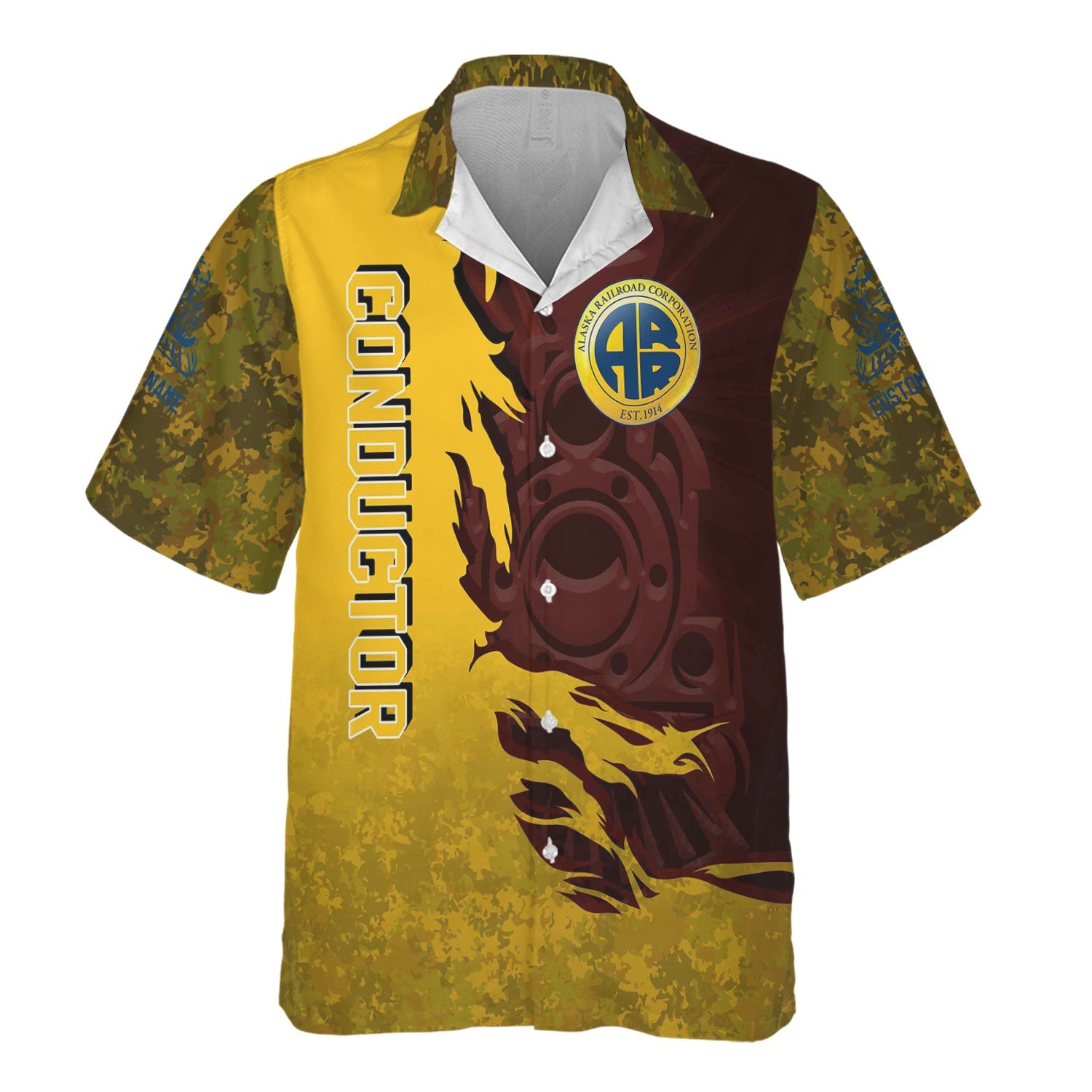 Railspirit Personalized Alaska Railroad Hawaiian Shirt Blazing Style with Custom Position Train Shirt