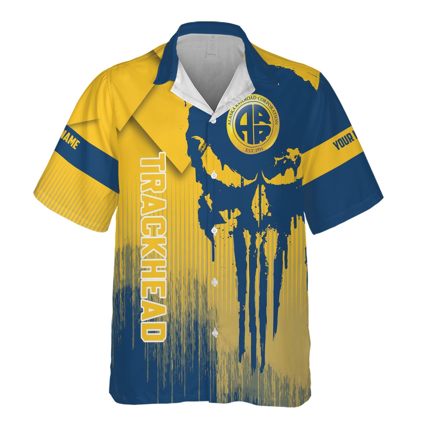 Railspirit Personalized Alaska Railroad Hawaiian Shirt Skull Design with Custom Job Train Shirt for Trackhead Crew