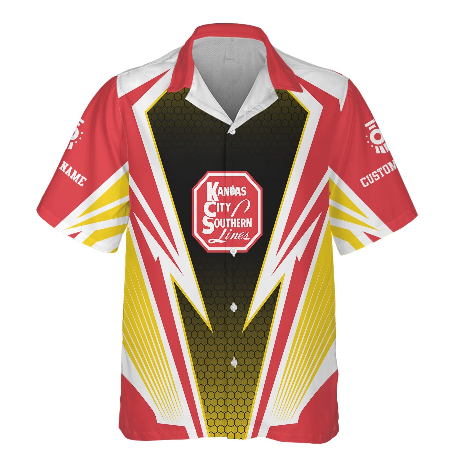 Railspirit Personalized Kansas City Southern Hawaiian Shirt Lightning Graphic Style Shirt Gift Idea For Train Lover