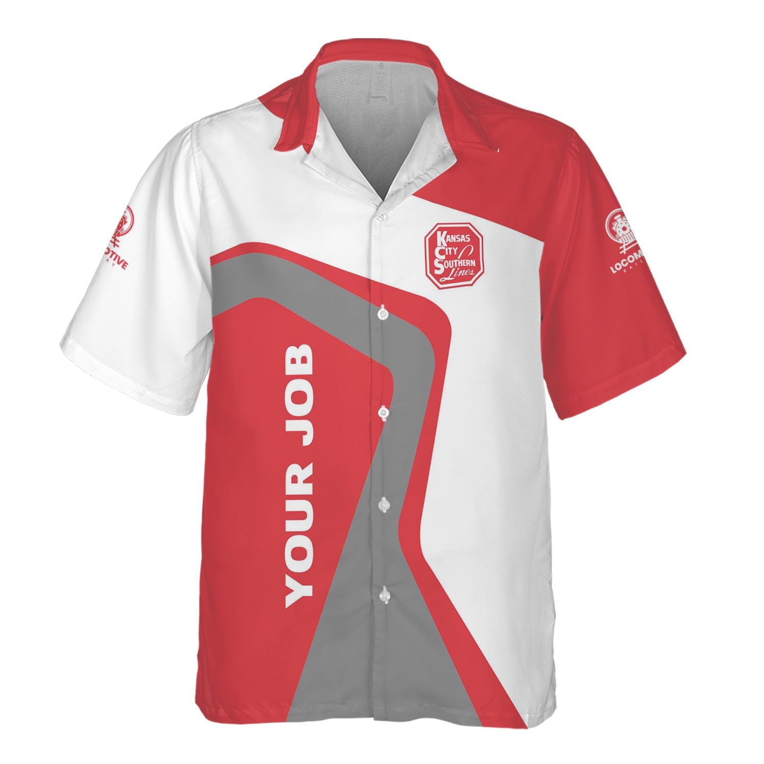 Railspirit Personalized Kansas City Southern Hawaiian Shirt Unique Design with Custom Job Position Train Shirt
