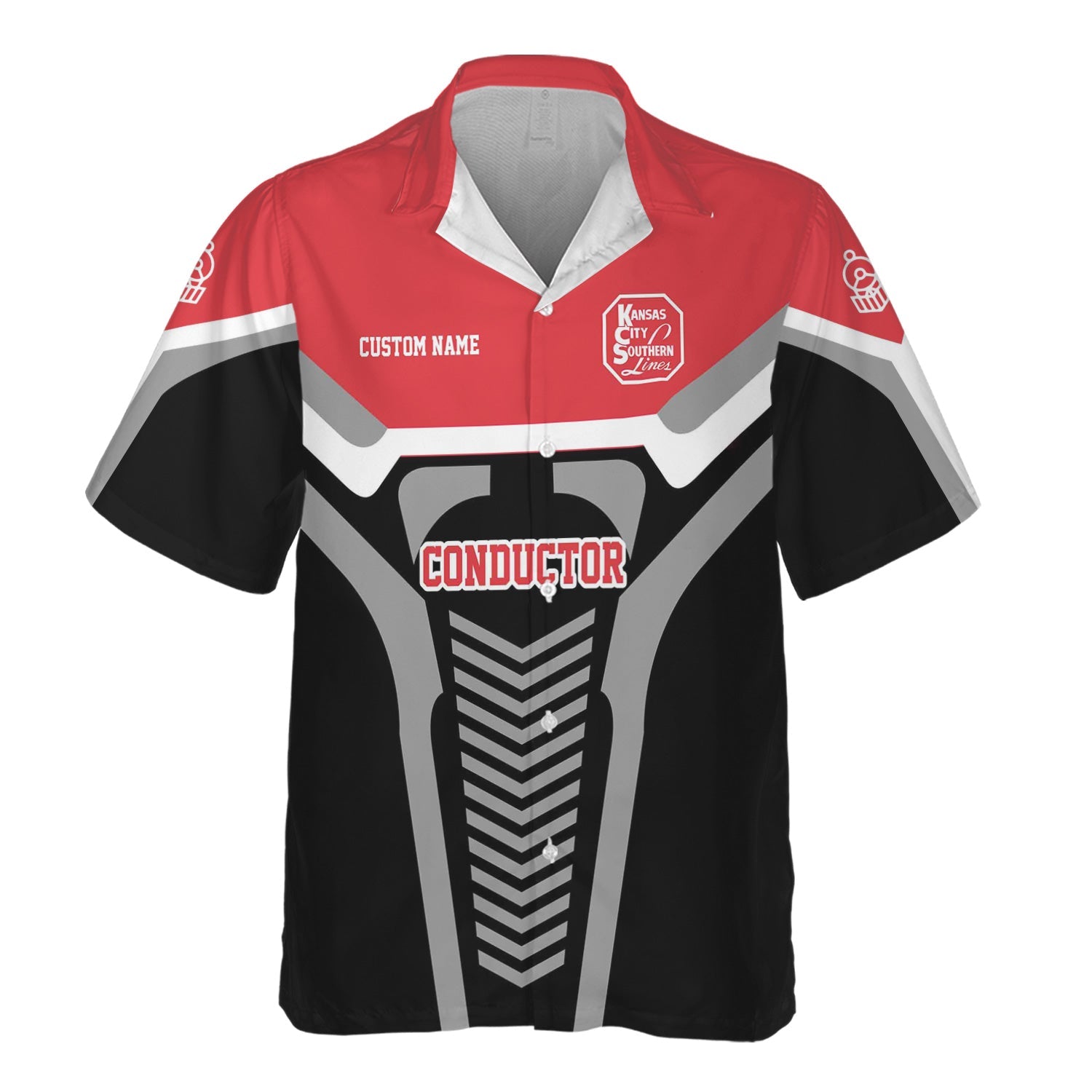 Railspirit Personalized Kansas City Southern Hawaiian Shirt Track-Inspired with Custom Job Position Train Shirt