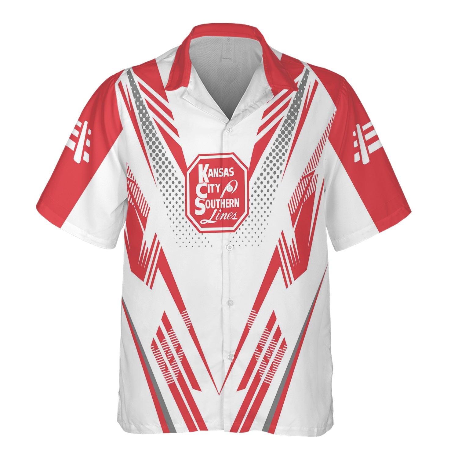 Railspirit Personalized Kansas City Southern Hawaiian Shirt Railroad Tribute Design Train Shirt for Train Lovers