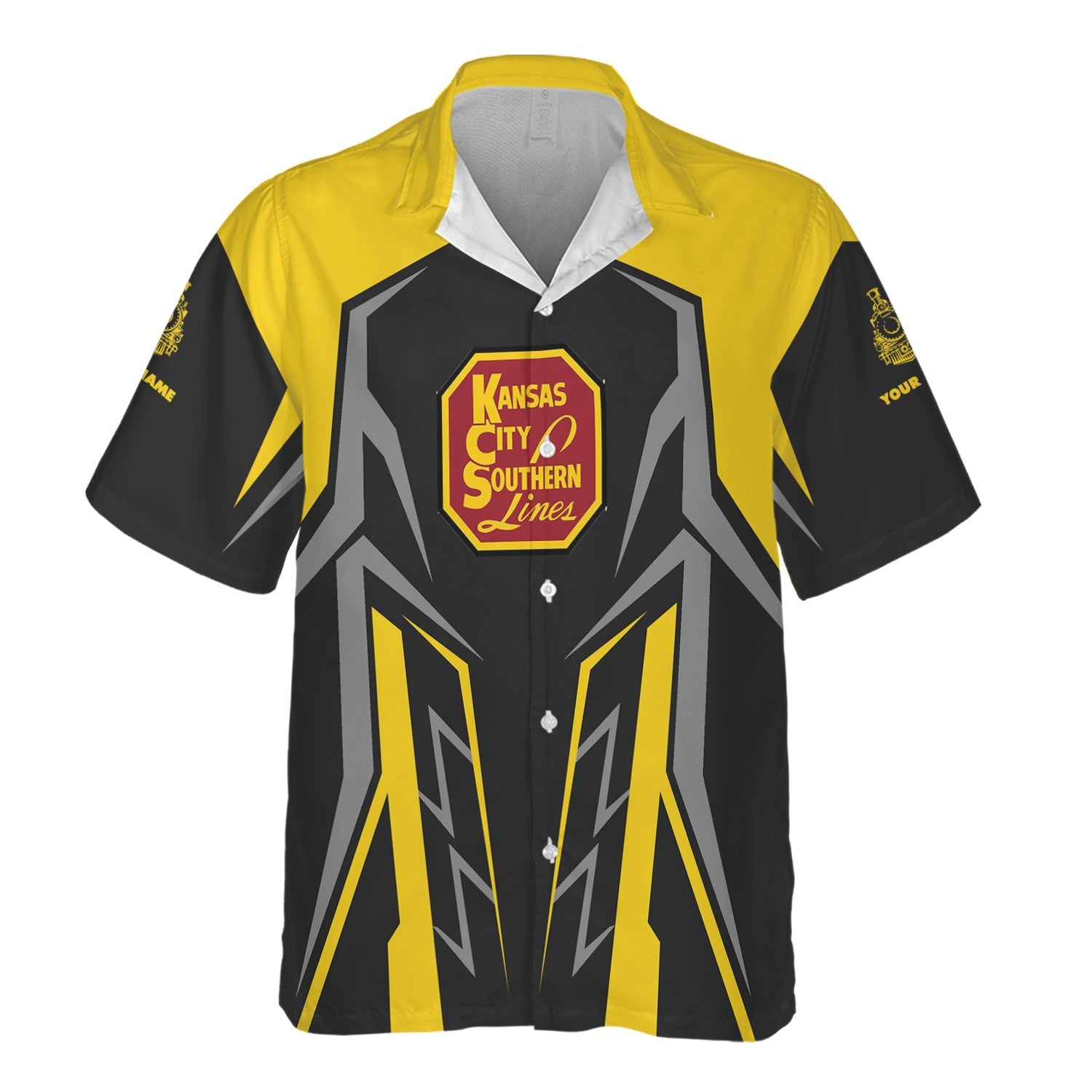 Railspirit Personalized Kansas City Southern Hawaiian Shirt Futuristic Design with Custom Job Train Shirt