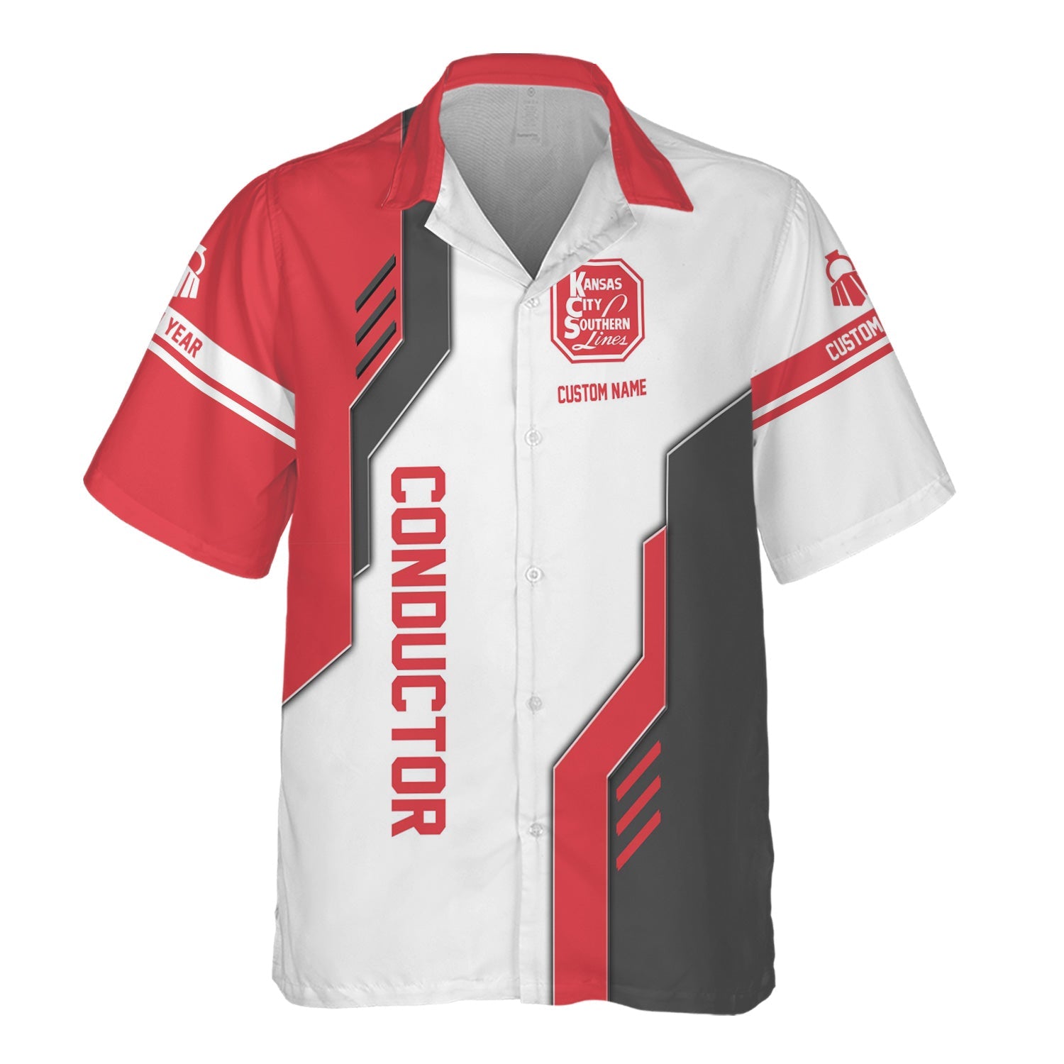 Railspirit Personalized Kansas City Southern Hawaiian Shirt Unique Railway Style with Custom Job Train Shirt