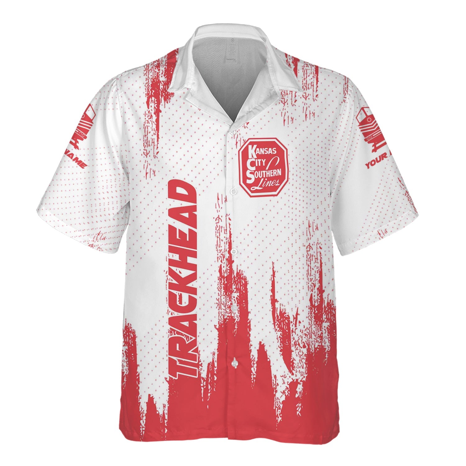 Railspirit Personalized Kansas City Southern Hawaiian Shirt Paint Impact Design Train Shirt for Trackhead