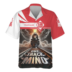 Railspirit Personalized Kansas City Southern Hawaiian Shirt One Track Mind Train Printed Shirt