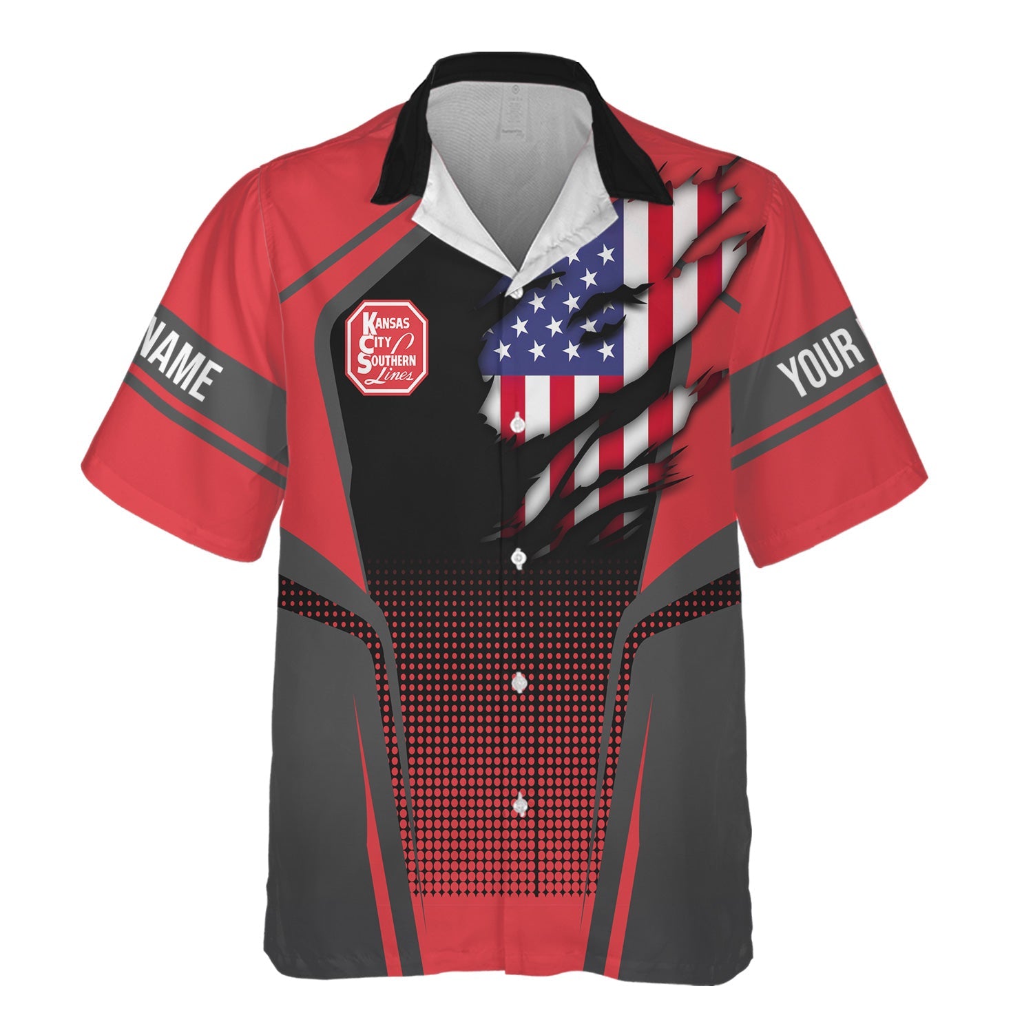 Railspirit Personalized Kansas City Southern Hawaiian Shirt American Eagle Vintage Train Shirt