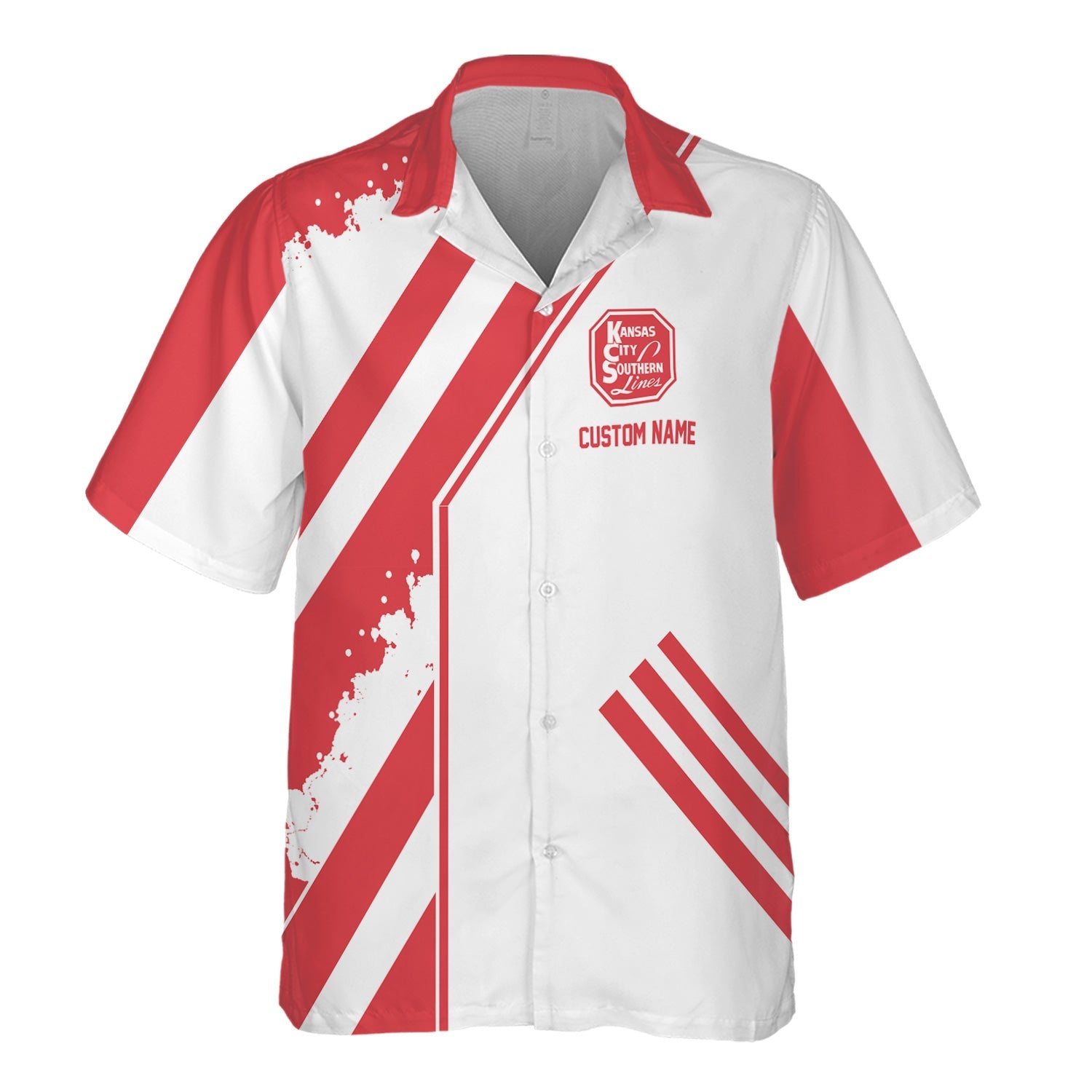 Railspirit Personalized Kansas City Southern Hawaiian Shirt Locomotive Design Train Shirt for Train Enthusiast