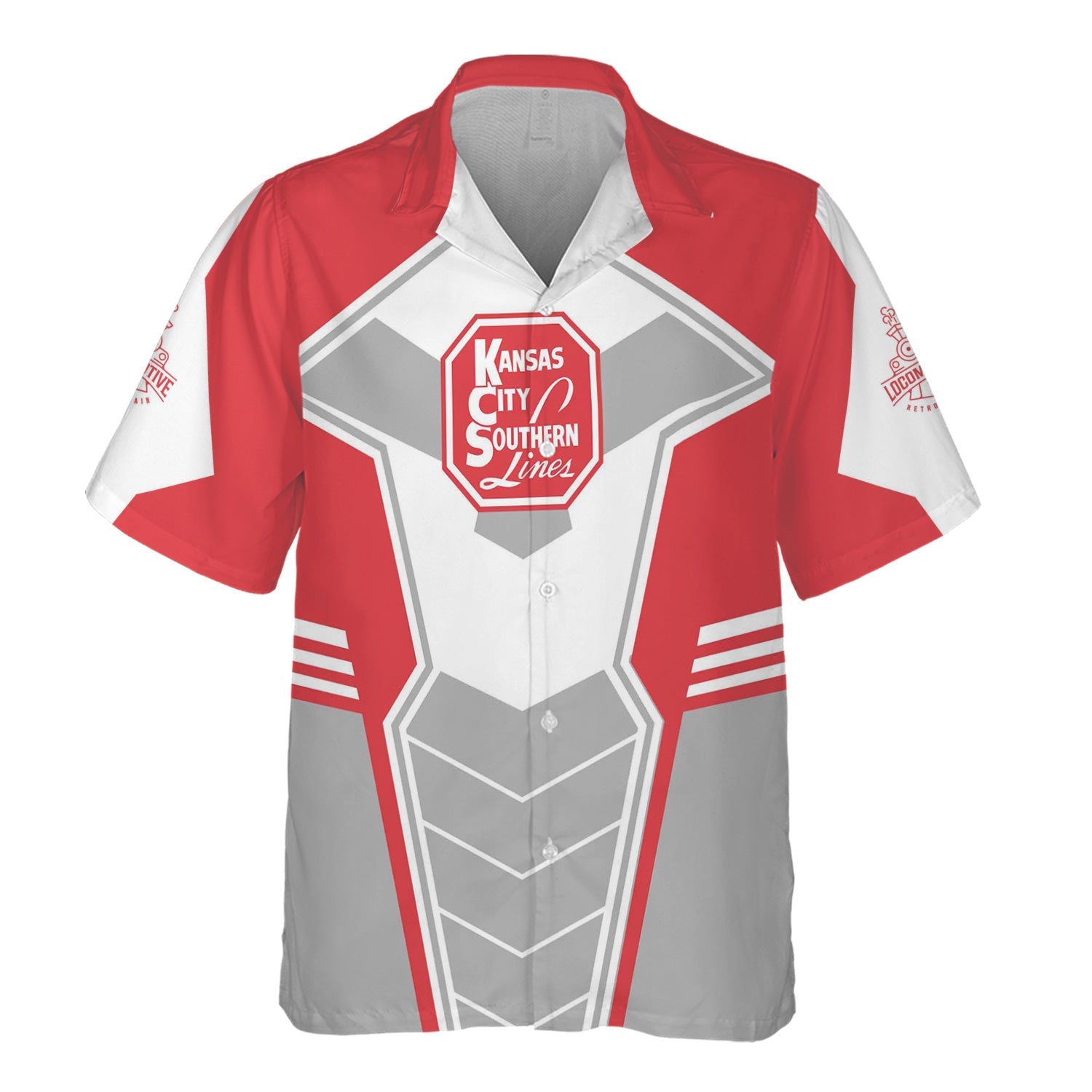 Railspirit Personalized Kansas City Southern Hawaiian Shirt Engine-Inspired Style Train Shirt for Railroad Fanatic