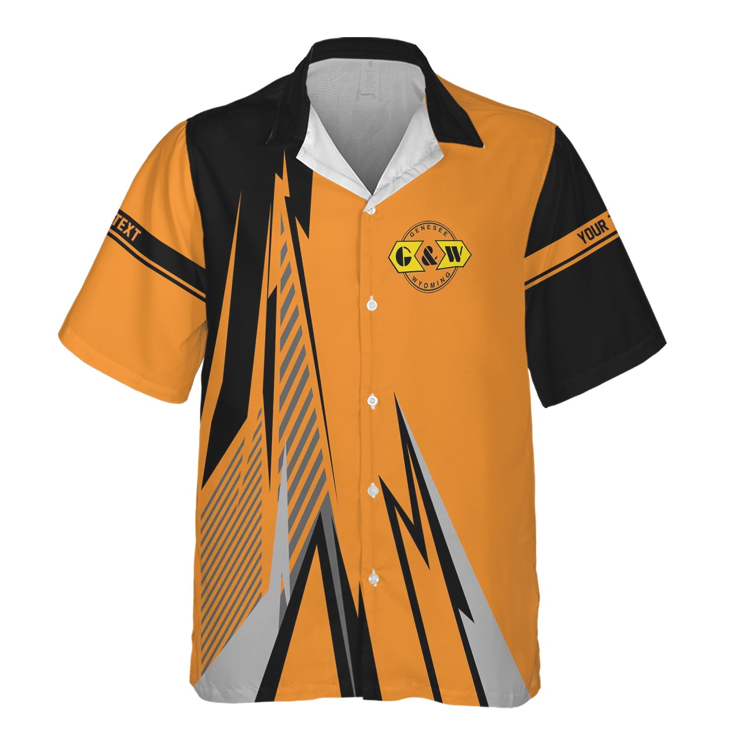 Railspirit Personalized Genesee & Wyoming Inc. Railroad Hawaiian Shirt Lightning-Inspired Railway Style Shirt For Train Lovers