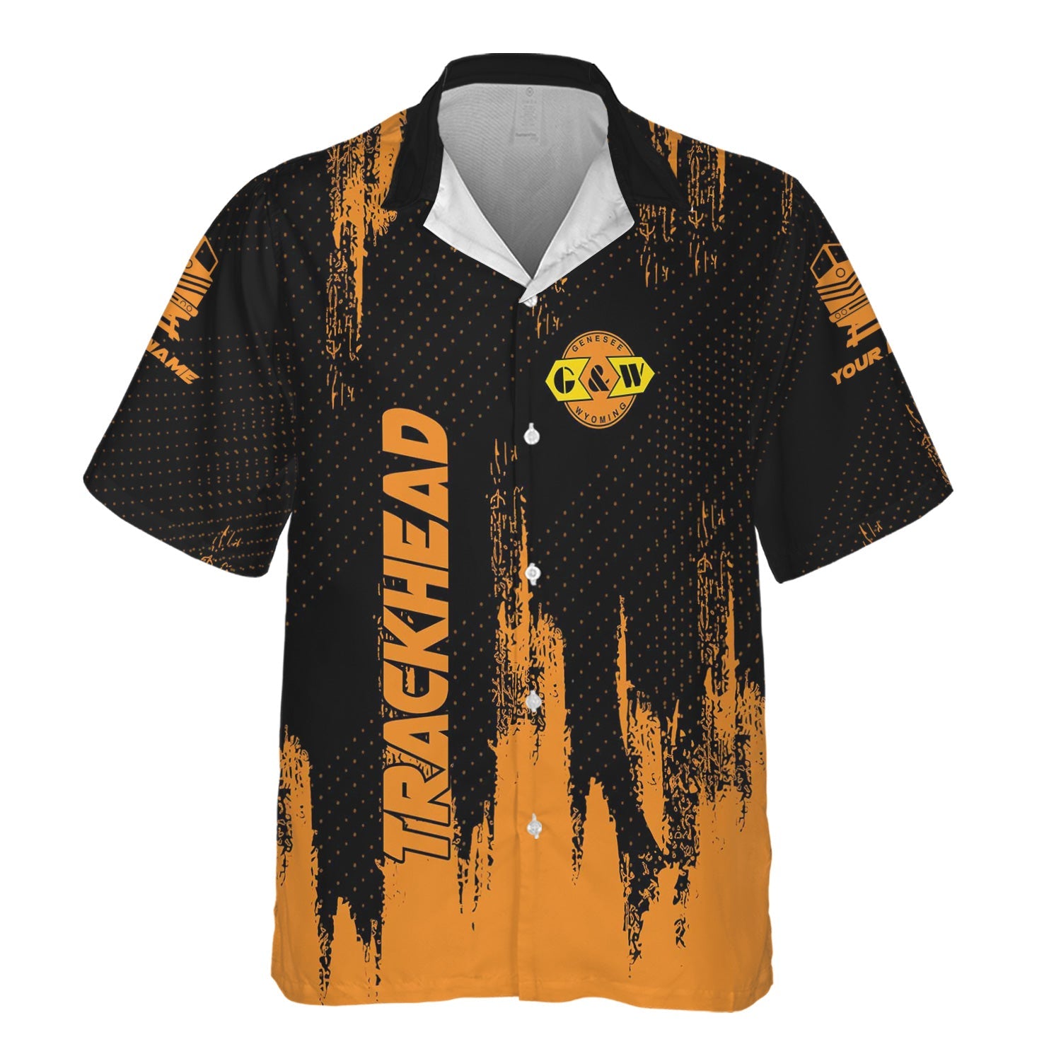 Railspirit Personalized Genesee & Wyoming Inc. Railroad Hawaiian Shirt Paint Impact Design Train Shirt for Trackhead