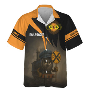 Railspirit Personalized Genesee & Wyoming Inc. Railroad Hawaiian Shirt Angry Train Hawaiian Shirt Gift Idea For Train Lover