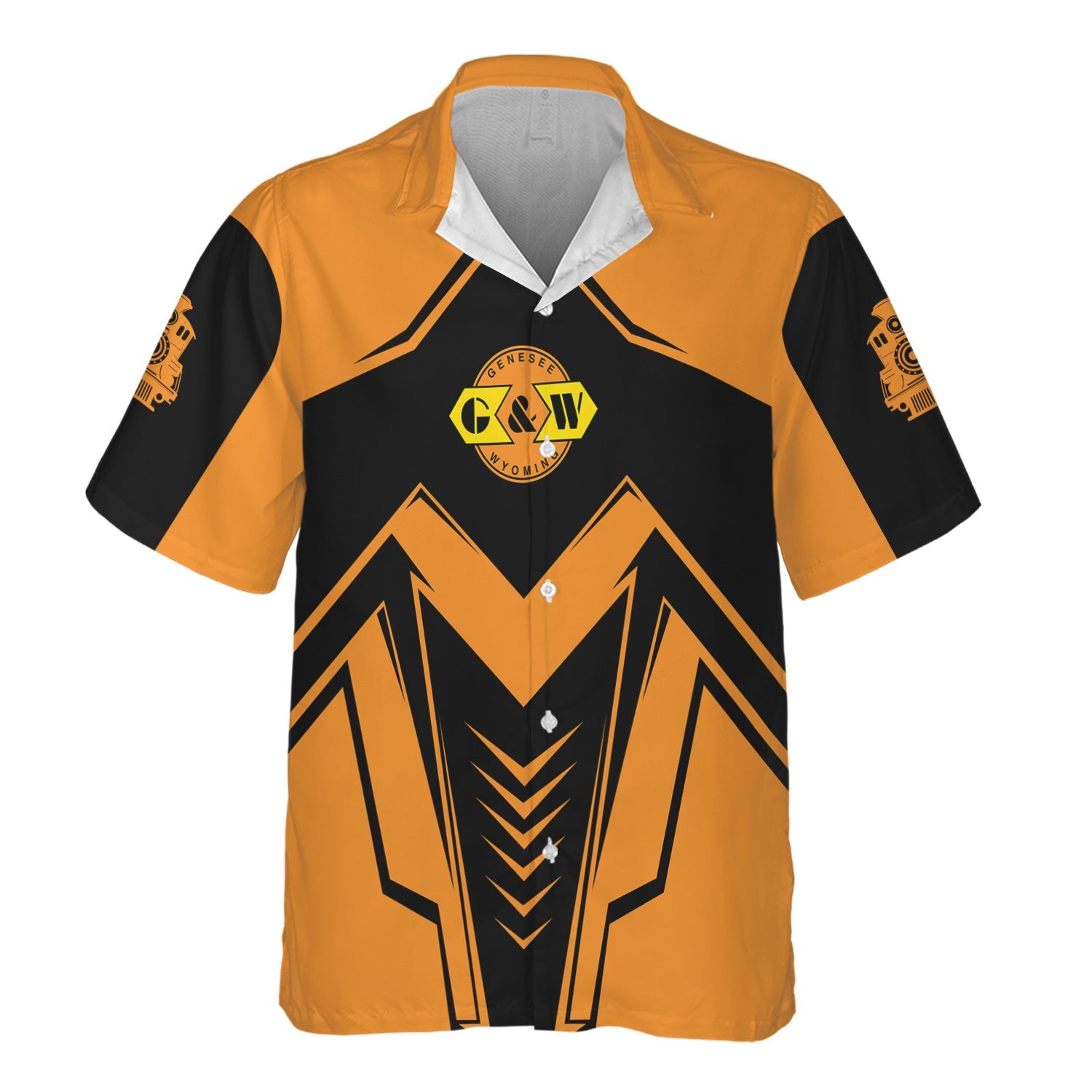 Railspirit Personalized Genesee & Wyoming Inc. Railroad Hawaiian Shirt Railway Trainspotter Style Shirt Gift Idea For Foamers