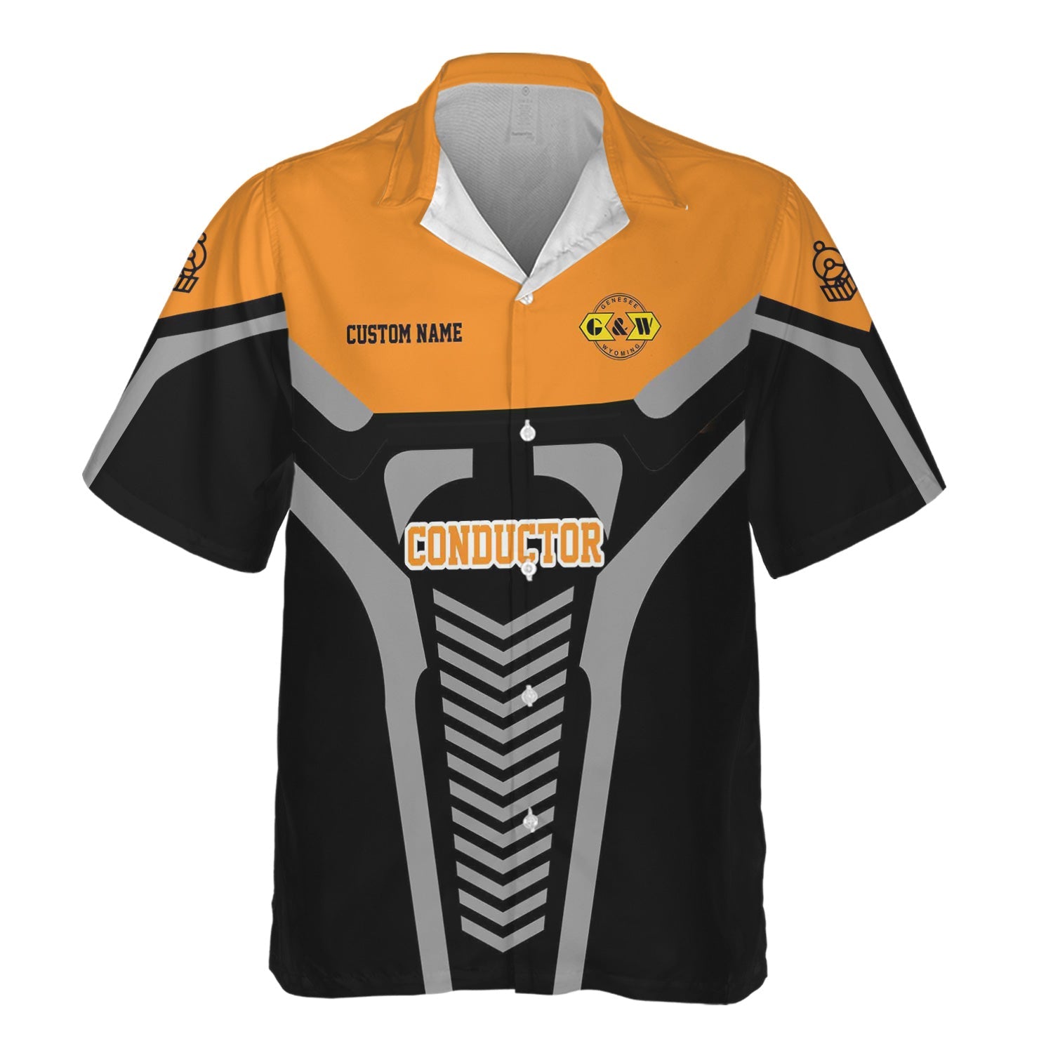 Railspirit Personalized Genesee & Wyoming Inc. Railroad Hawaiian Shirt Track-Inspired with Custom Job Position Train Shirt