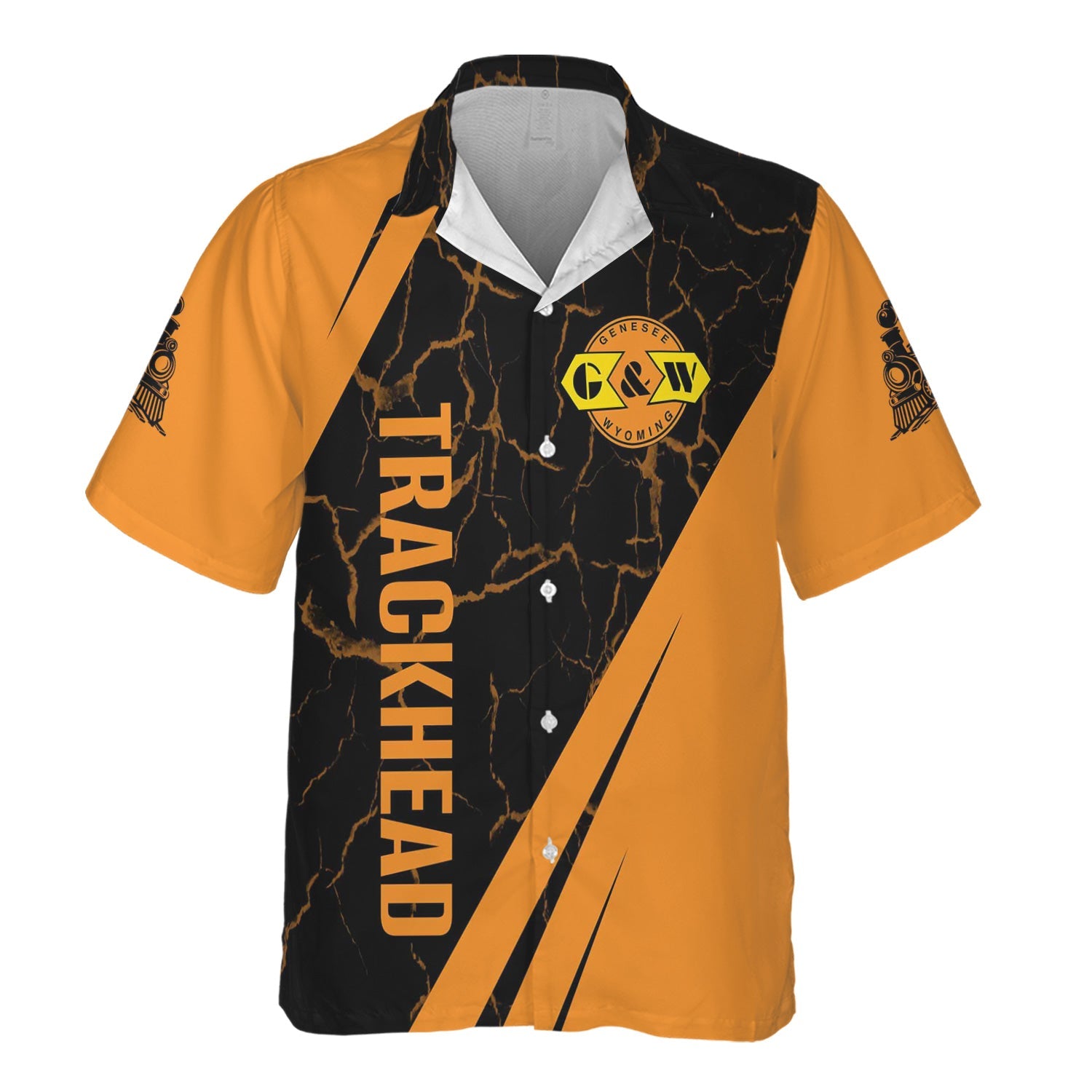 Railspirit Personalized Genesee & Wyoming Inc. Railroad Hawaiian Shirt Crackle Texture Style Shirt For Trackhead