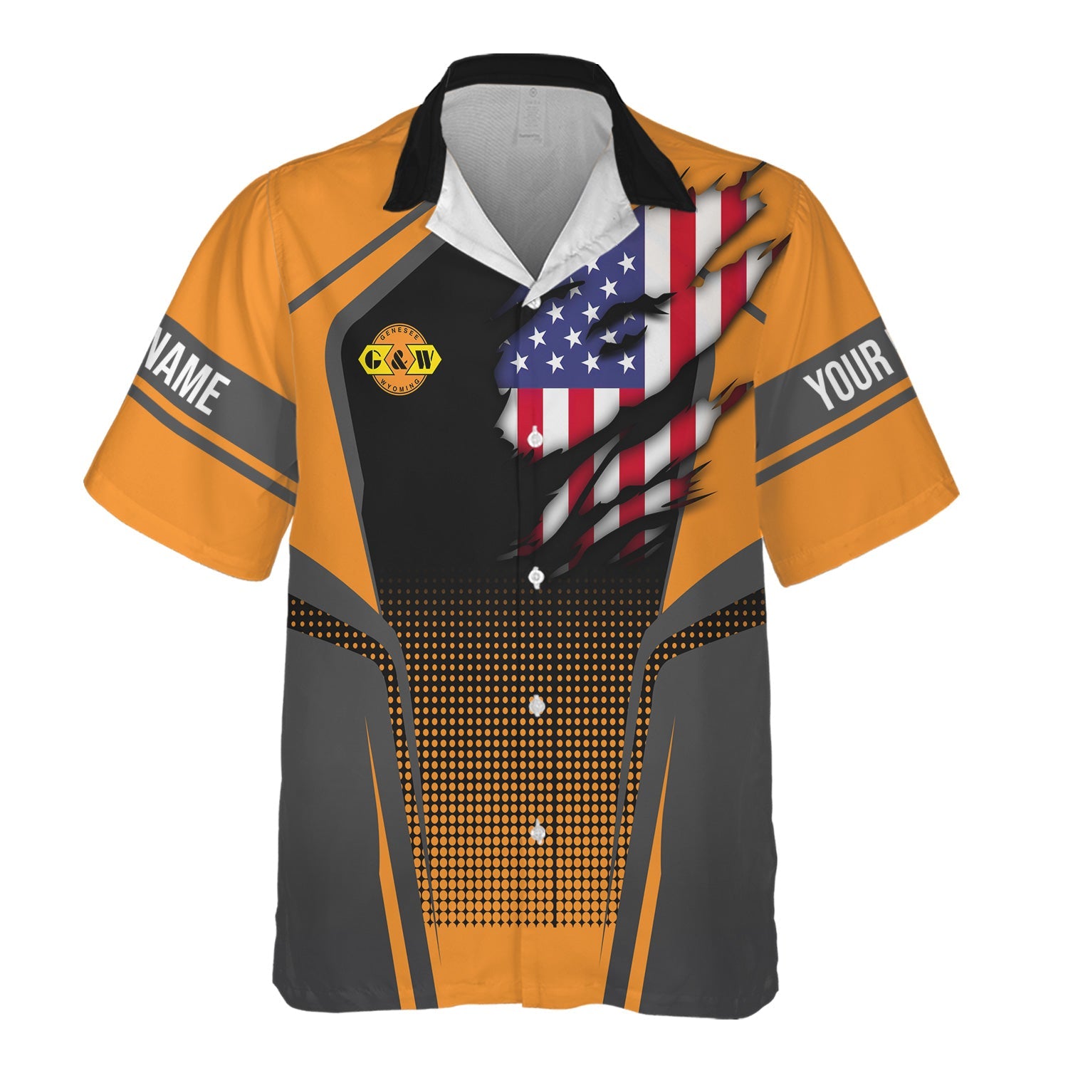 Railspirit Personalized Genesee & Wyoming Inc. Railroad Hawaiian Shirt American Eagle Vintage Train Shirt