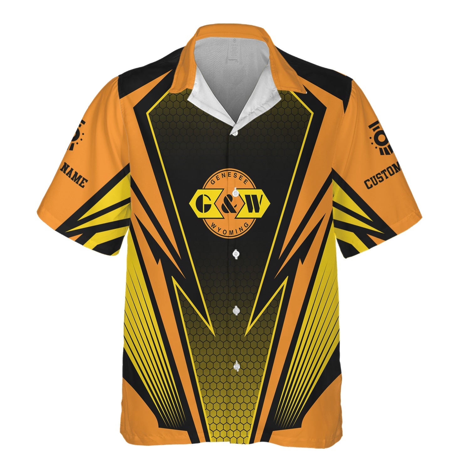 Railspirit Personalized Genesee & Wyoming Inc. Railroad Hawaiian Shirt Lightning Graphic Style Shirt Gift Idea For Train Lover