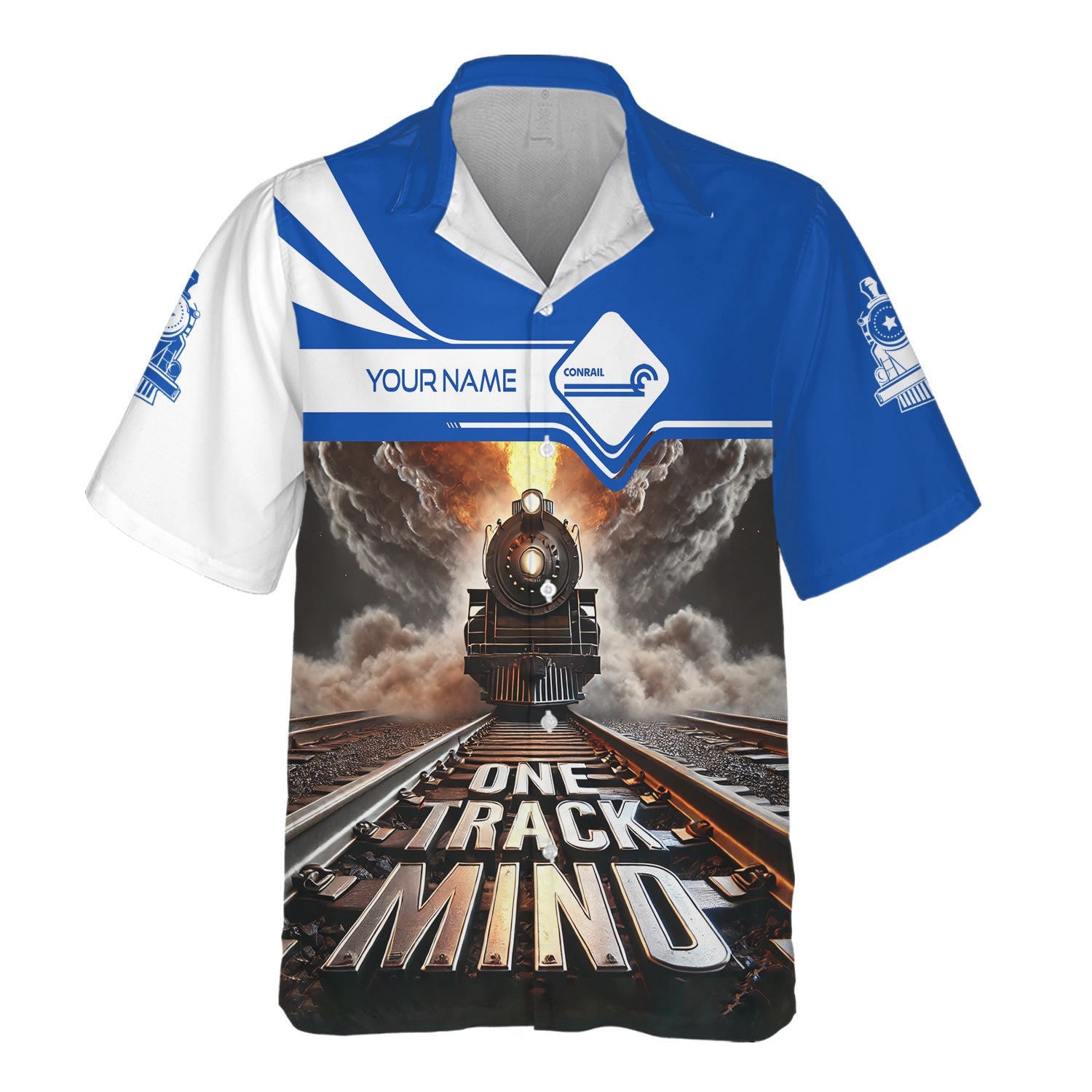 Railspirit Personalized Conrail Railroad Hawaiian Shirt One Track Mind Train Printed Shirt