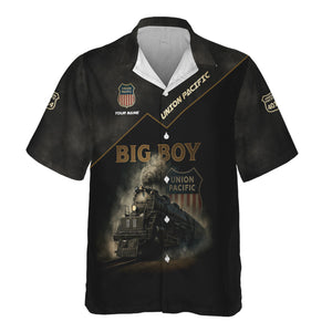 Railspirit Personalized Union Pacific Big Boy Train Hawaiian Shirt Vintage Steam Locomotive Shirt for Train Enthusiasts
