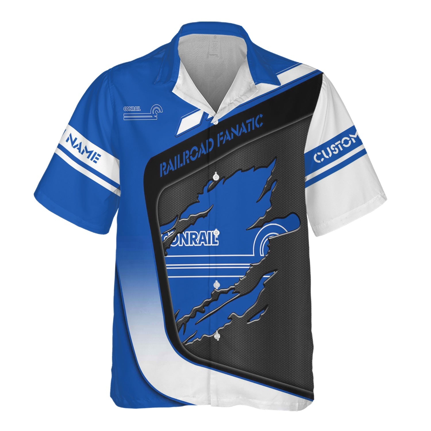 Railspirit Personalized Conrail Railroad Hawaiian Shirt Ripped Texture Style Train Shirt For Railroad Fanatic