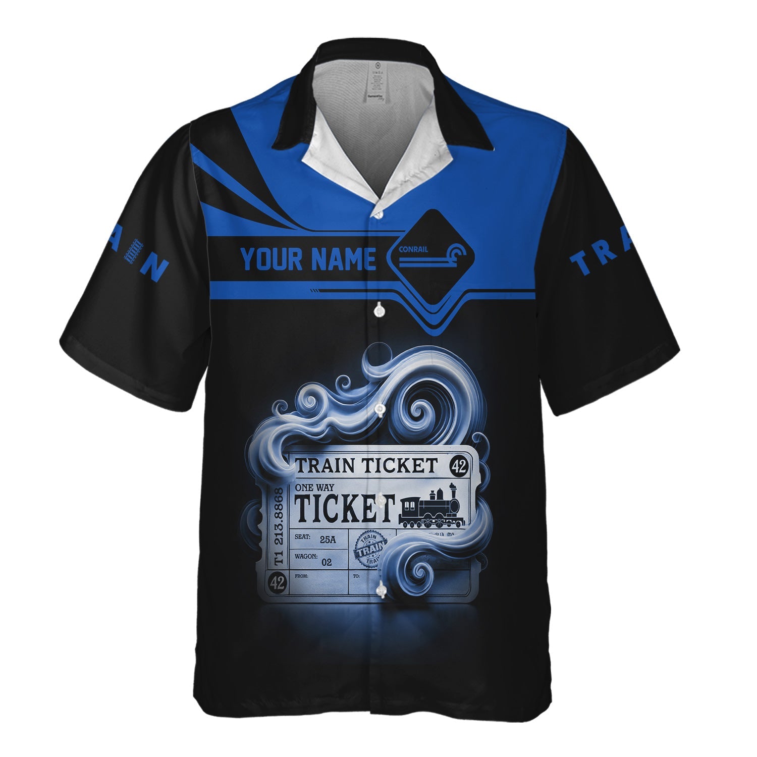 Railspirit Personalized Conrail Railroad Hawaiian Shirt Train Ticket  American Locomotive Printed Train