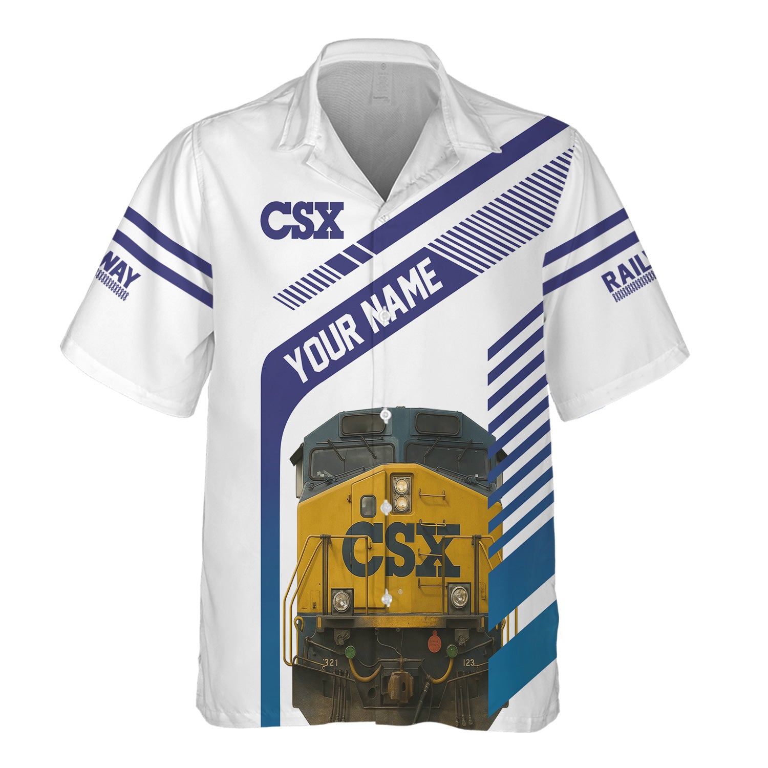 Railspirit Personalized CSX Transportation Railroad Hawaiian Shirt CSX Engine Graphic Shirt
