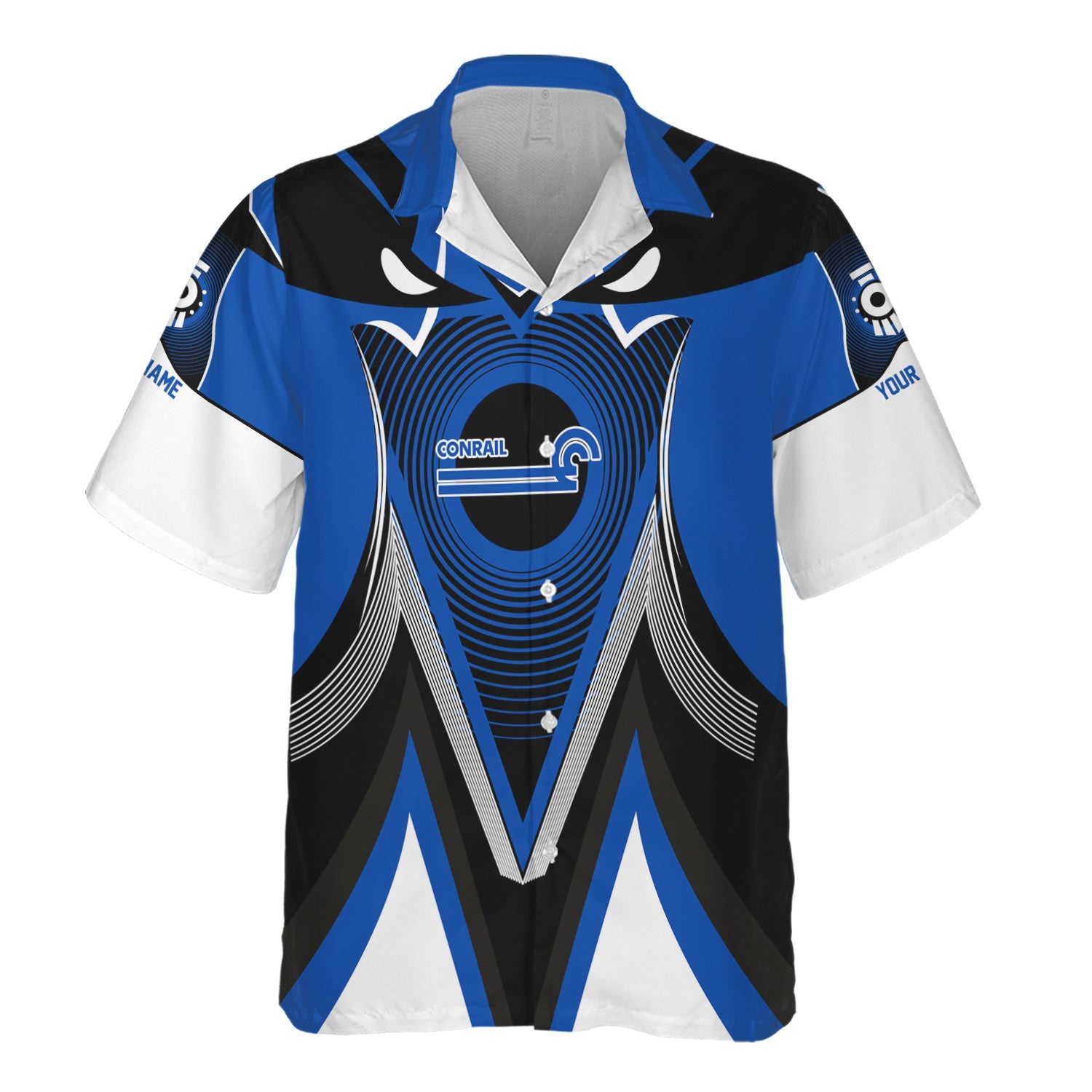 Railspirit Personalized Conrail Railroad Hawaiian Shirt Vibrant Graphic Pattern Shirt For Train Enthusiasts