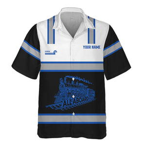 Railspirit Custom Name Conrail Railroad Hawaiian Shirt Eat Train Sleep Repeat Printed Train Shirt