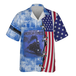 Railspirit Personalized Conrail Railroad Hawaiian Shirt Retro American Express Train With USA Flag Shirt