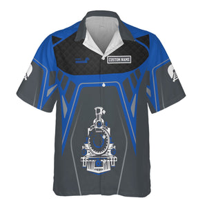 Railspirit Personalized Conrail Railroad Hawaiian Shirt Steam Locomotive Engine Graphic Train Shirt All Over Print