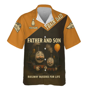 Railspirit Personalized Hawaiian Shirt Father And Son Railway Buddies For Life Shirt Gift Idea For Train Lover