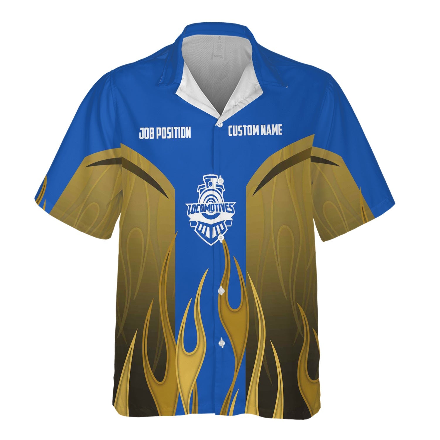 Railspirit Custom Name and Job Title Conrail Railroad Hawaiian Shirt Flame Graphic Train Shirt For Rail Workers