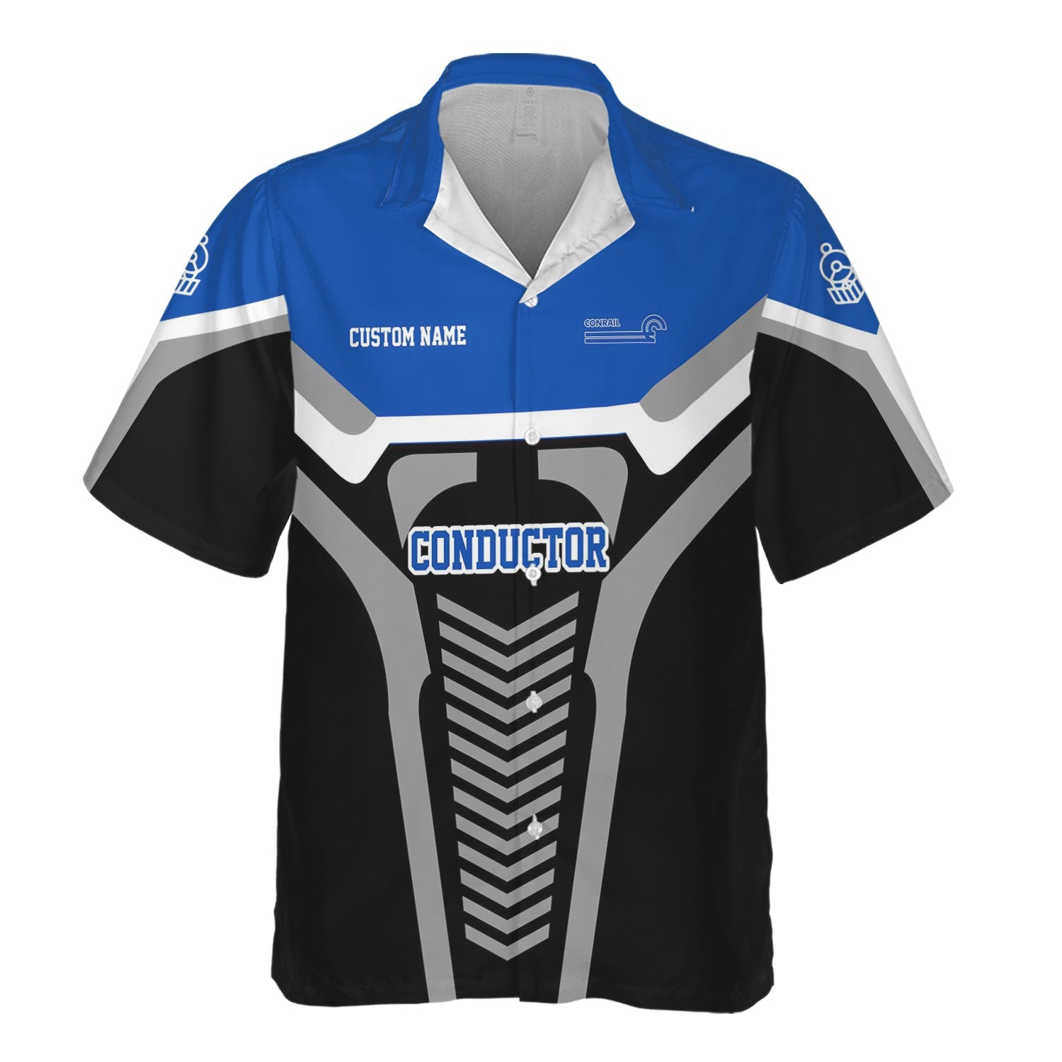Railspirit Personalized Conrail Railroad Hawaiian Shirt Track-Inspired with Custom Job Position Train Shirt