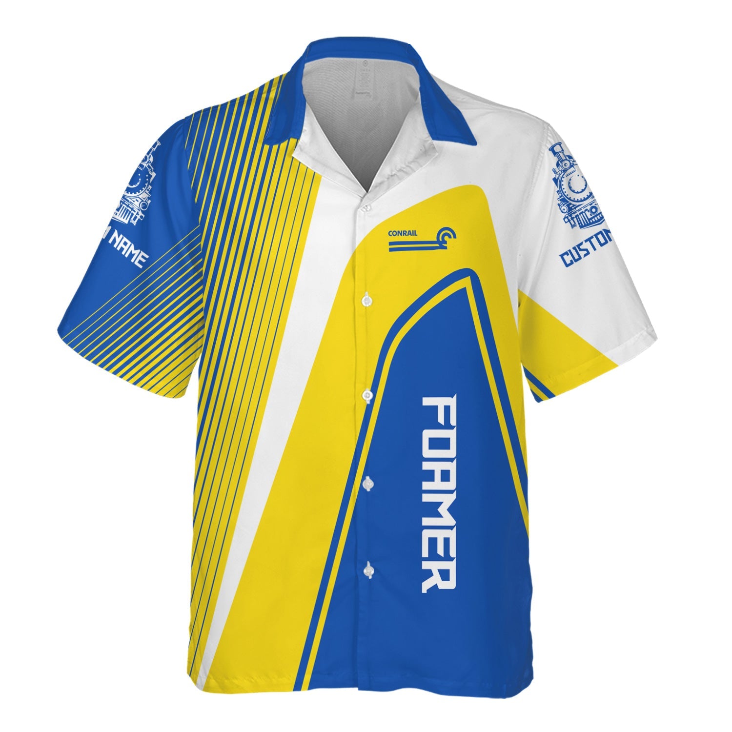 Railspirit Personalized Conrail Railroad Hawaiian Shirt Vibrant Striking Style Shirt For Rail Enthusiasts