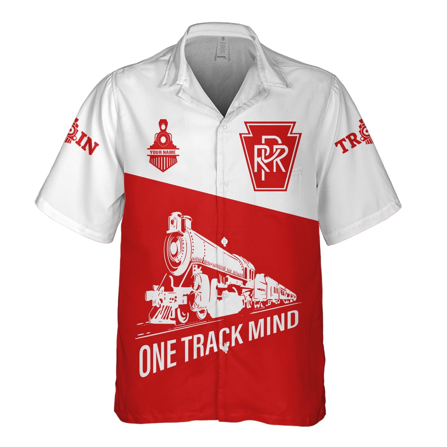 Railspirit Personalized Pennsylvania Railroad Hawaiian Shirt One Track Mind Unisex Train Shirt Gift Idea For Train Lover