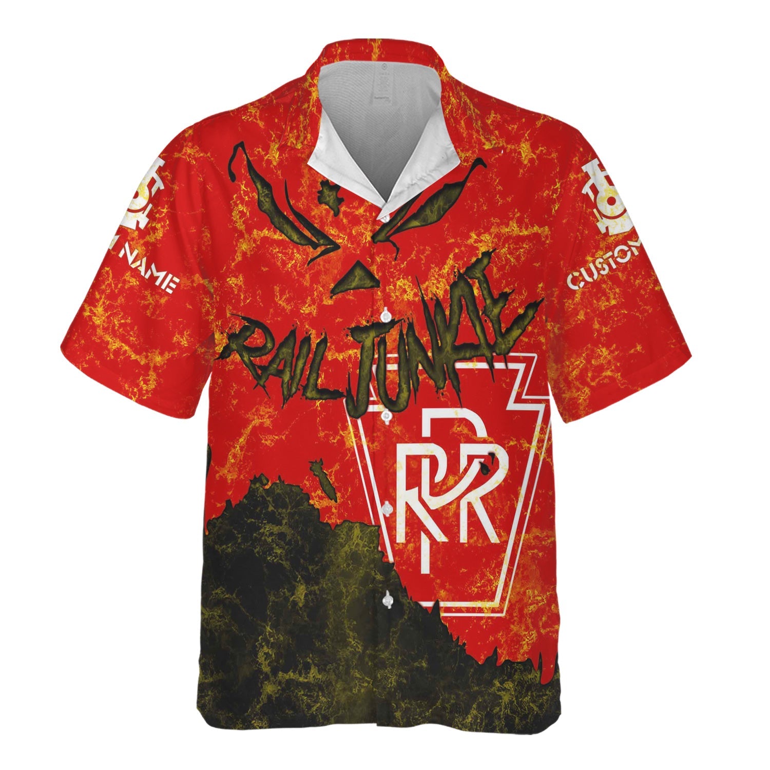 Railspirit Personalized Pennsylvania Railroad Hawaiian Shirt Torn Graphic Style Train Shirt For Rail Junkie