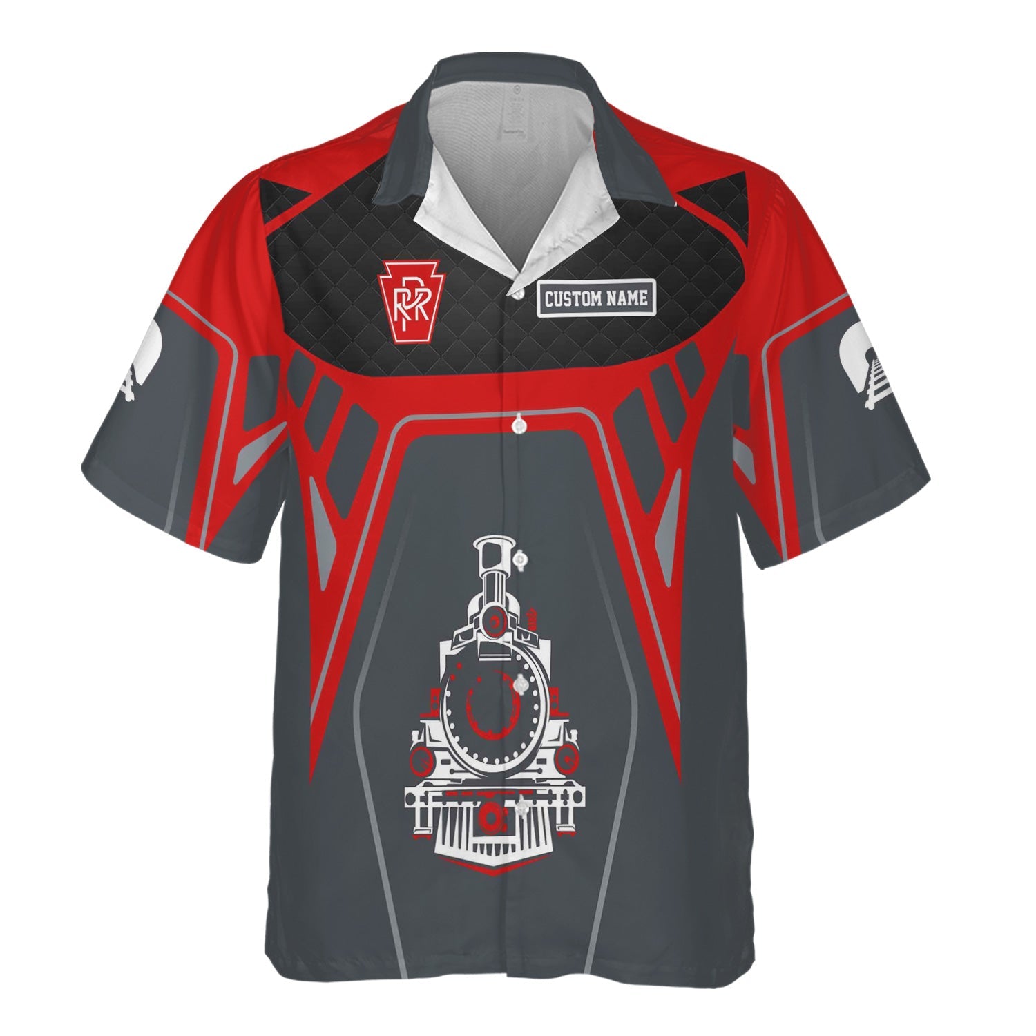 Railspirit Personalized Pennsylvania Railroad Hawaiian Shirt Steam Locomotive Engine Graphic Train Shirt All Over Print