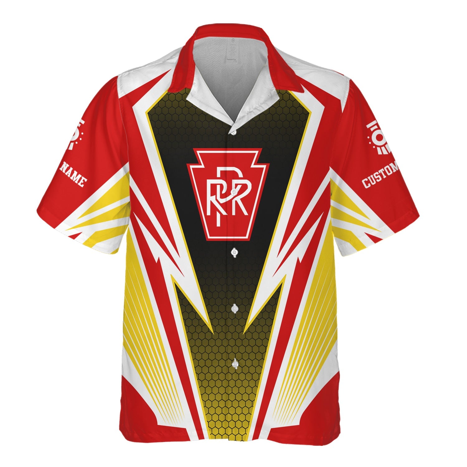 Railspirit Personalized Pennsylvania Railroad Hawaiian Shirt Lightning Graphic Style Shirt Gift Idea For Train Lover