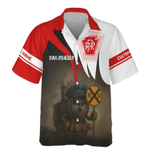 Railspirit Personalized Pennsylvania Railroad Hawaiian Shirt Angry Train Hawaiian Shirt Gift Idea For Train Lover