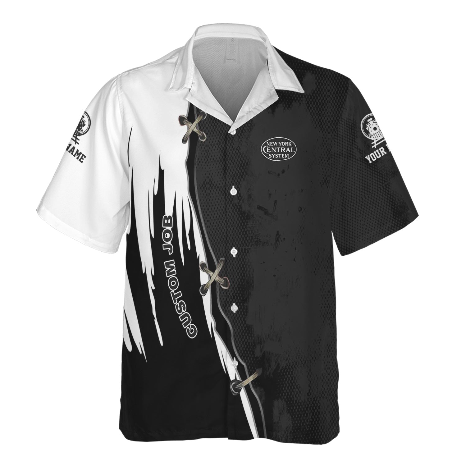 Railspirit Personalized New York Central Railroad Hawaiian Shirt Retro Stitches Design with Custom Position Train Shirt