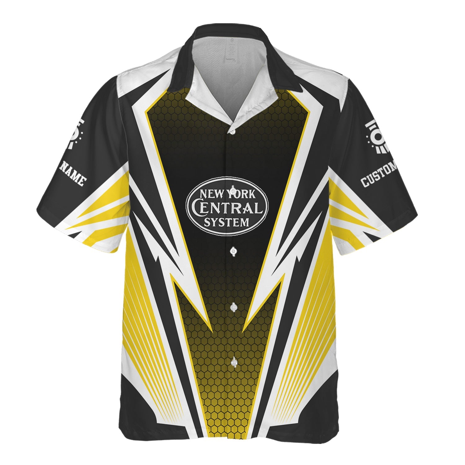 Railspirit Personalized New York Central Railroad Hawaiian Shirt Lightning Graphic Style Shirt Gift Idea For Train Lover