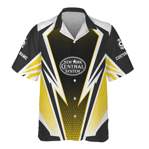 Railspirit Personalized New York Central Railroad Hawaiian Shirt Lightning Graphic Style Shirt Gift Idea For Train Lover