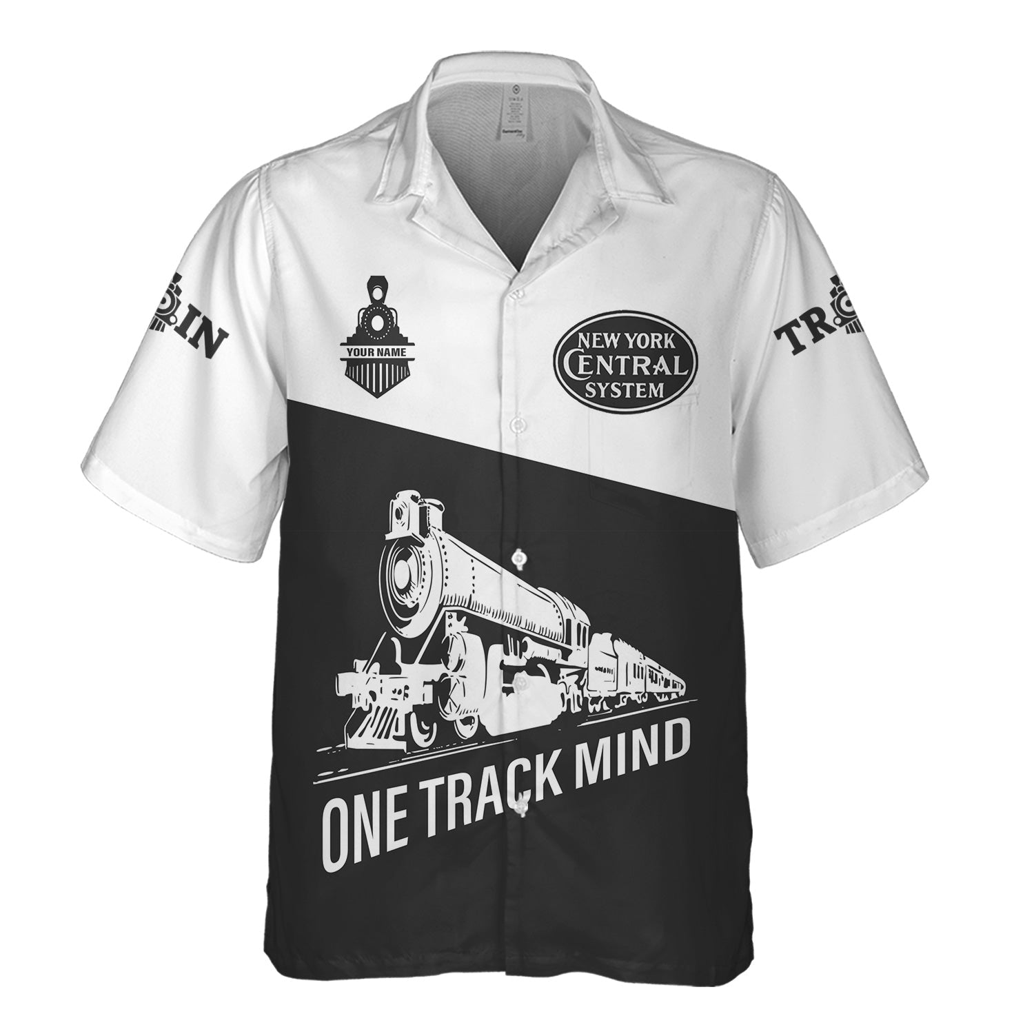 Railspirit Personalized New York Central Railroad Hawaiian Shirt One Track Mind Unisex Train Shirt Gift Idea For Train Lover