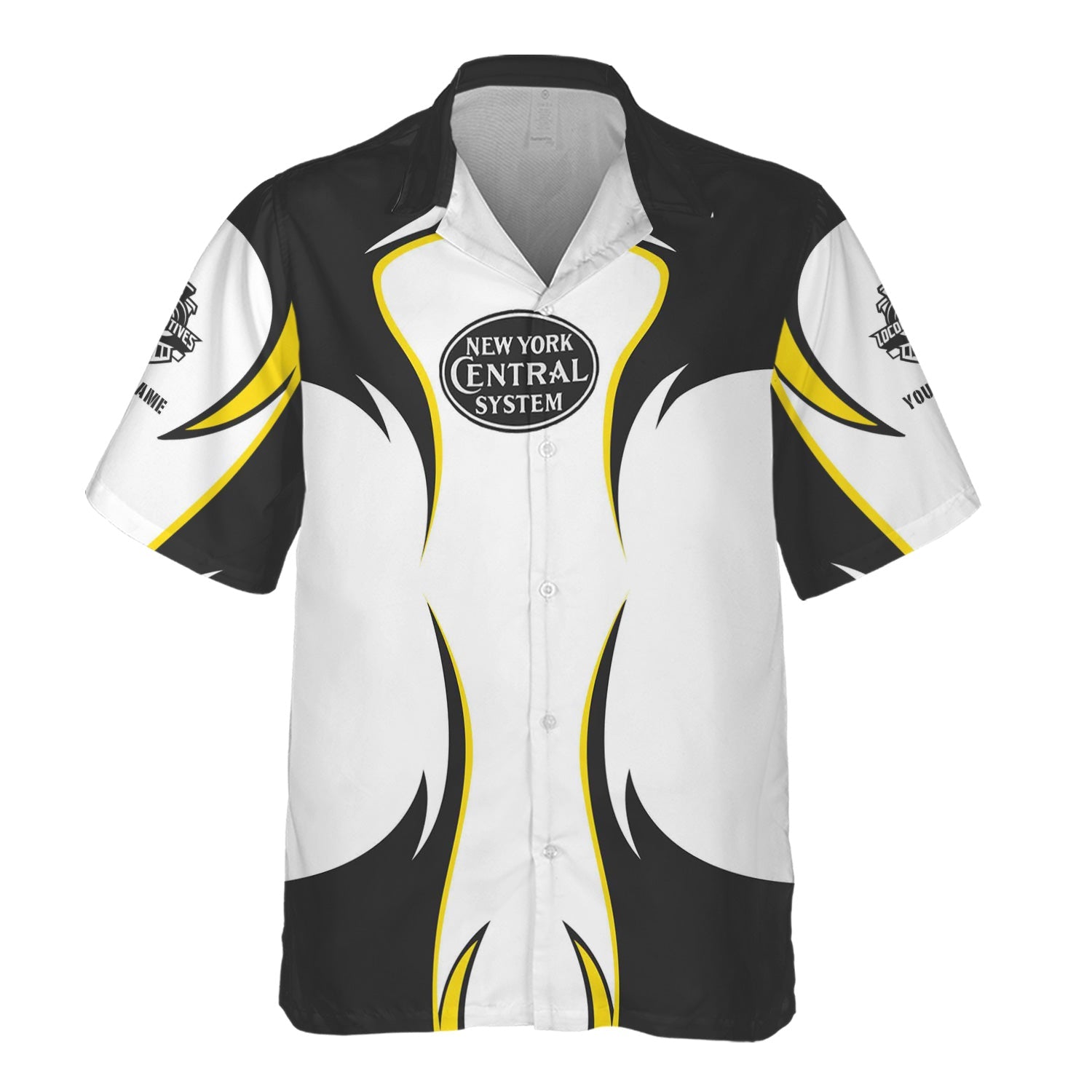 Railspirit Personalized New York Central Railroad Hawaiian Shirt Distinctive Flame Style Shirt For Steam Engine Addict