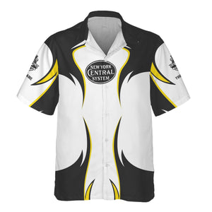 Railspirit Personalized New York Central Railroad Hawaiian Shirt Distinctive Flame Style Shirt For Steam Engine Addict