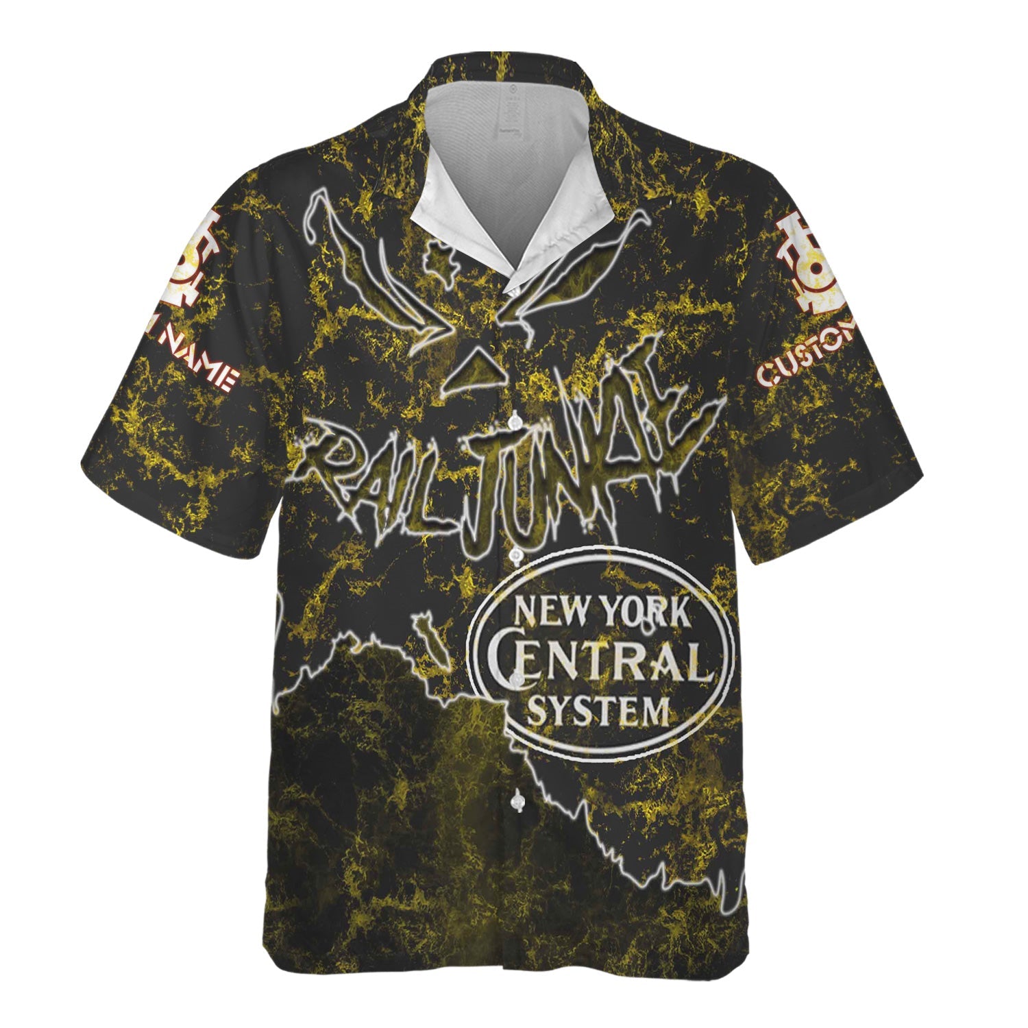 Railspirit Personalized New York Central Railroad Hawaiian Shirt Torn Graphic Style Train Shirt For Rail Junkie